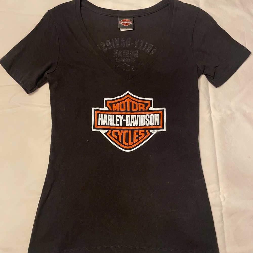 Harley-Davidson Black Tee with Orange Logo from Roatan, Honduras